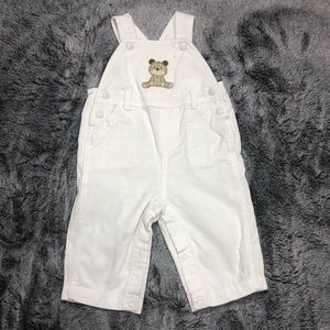 Carters Teddy Bear White Corduroy Overalls 6 month
